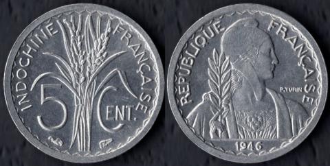 Французский Индокитай 5 центов 1946