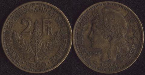 Французское Того 2 франка 1924