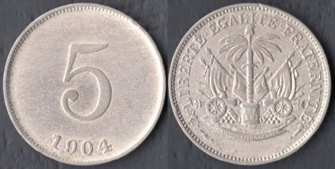 Гаити 5 сентимес 1904