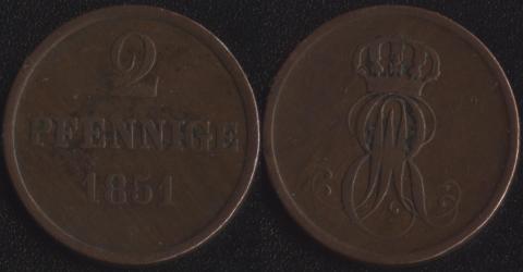 Ганновер 2 пфеннига 1851