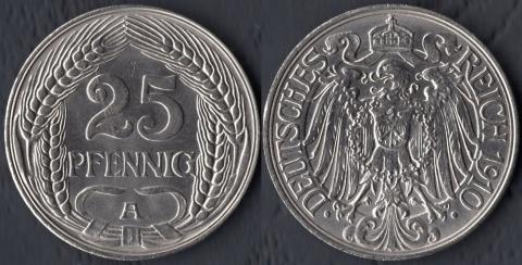 Германия 25 пфеннигов 1910