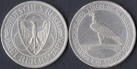 Германия 3 марки 1930 - Освобождение Рейнланда
