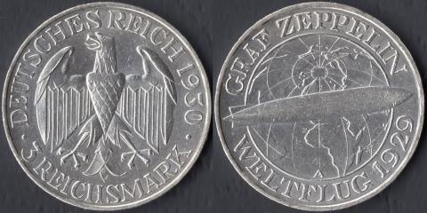 Германия 3 марки 1930 Граф Цаппелин