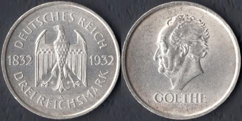 Германия 3 марки 1932 Гёте