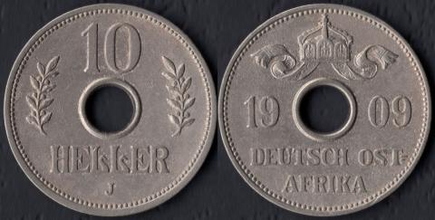 Германская Ост-Африка 10 хеллеров 1909