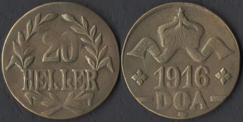 Германская Ост-Африка 20 хеллеров 1916 (А-А)