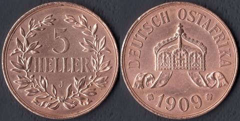 Германская Ост-Африка 5 хеллеров 1909