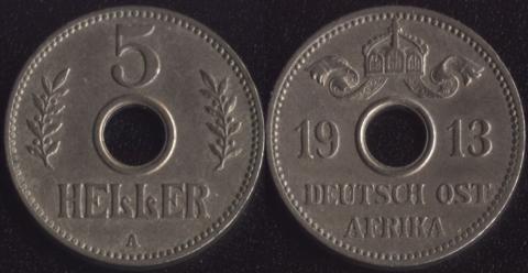 Германская Ост-Африка 5 хеллеров 1913
