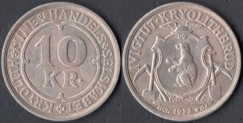 Гренландия. Ивигтут 10 крон 1922