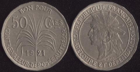 Гваделупа 50 сантимов 1921