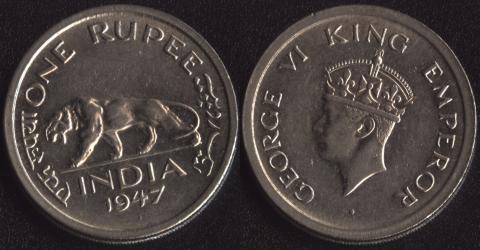 Индия 1 рупия 1947