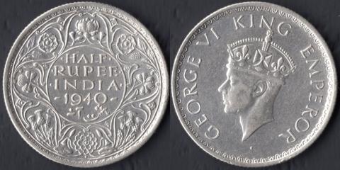 Индия Британская 1/2 рупии 1940