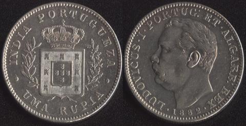 Индия Португальская 1 рупия 1882