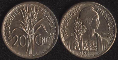 Французский Индокитай 20 центов 1941