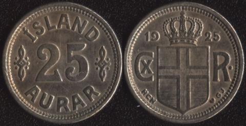 Исландия 25 аурар 1925