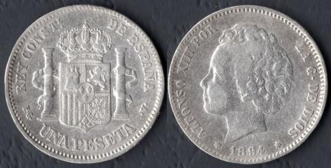 Испания 1 песета 1894