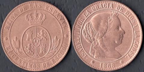 Испания 2,5 сентаво 1868