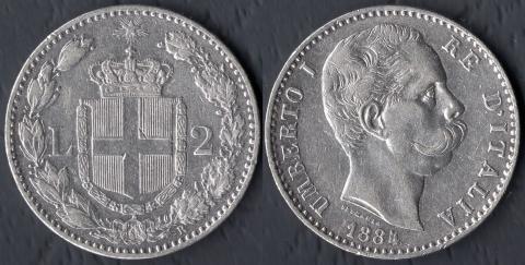Италия 2 лиры 1884