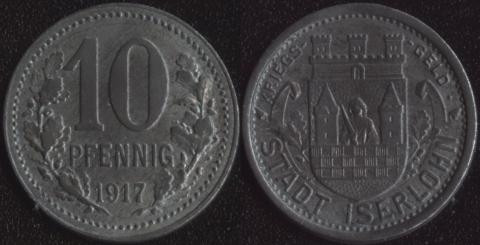Изерлон 10 пфенигов 1917