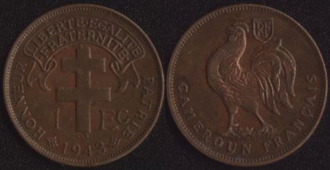 Камерун 1 франк 1943 (без надписи LIBRE)