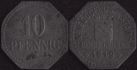 Лангеншвальбах 10 пфеннигов 1919