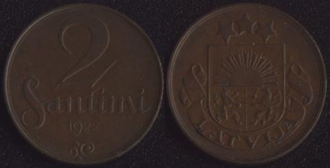 Латвия 2 сантима 1922