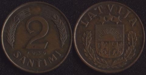 Латвия 2 сантим 1939