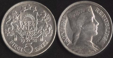 Латвия 5 лат 1931