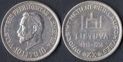 Литва 10 лит 1938