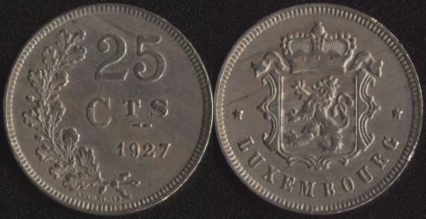 Люксембург 25 сантим 1927