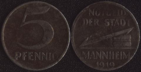Маннхейм 5 пфеннигов 1919