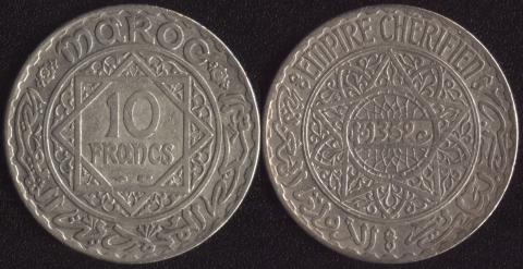 Марокко 10 франков 1933