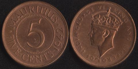 Маврикий 5 центов 1942