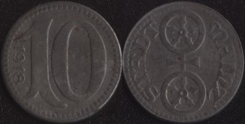 Майнц 10 пфеннигов 1918 Майнц 10 пфеннигов 1918