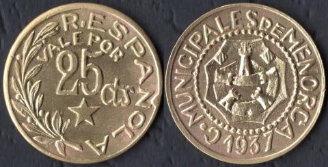 Менорка Испания 25 сентимос 1937