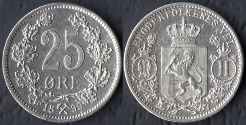 Норвегия 25 оре 1899