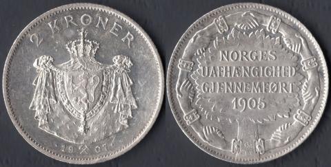 Норвегия 2 кроны 1907 Годовщина независимости