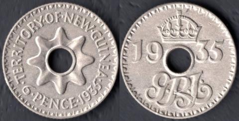 Новая Гвинея 6 пенсов 1935