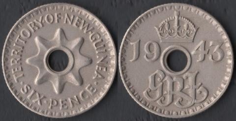 Новая Гвинея 6 пенсов 1943