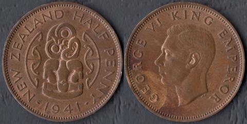 Новая Зеландия 1/2 пенни 1941