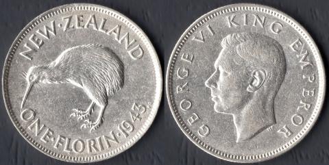 Новая Зеландия 1 флорин 1943