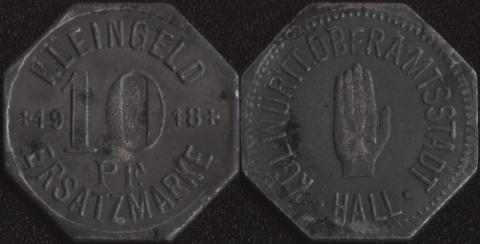 Халл 10 пфеннигов 1918 Халл 10 пфеннигов 1918