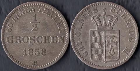 Ольденбург 1/2 грошена 1858