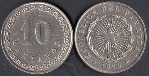 Парагвай 10 сентаво 1908