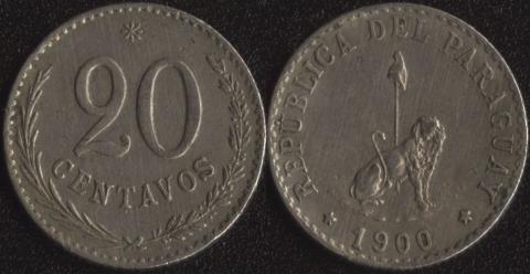 Парагвай 20 сентаво 1900