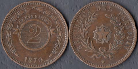 Парагвай 2 сентесимо 1870