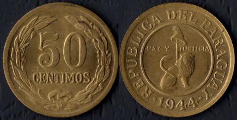 Парагвай 50 сентимо 1944