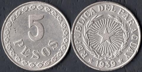Парагвай 5 песо 1939