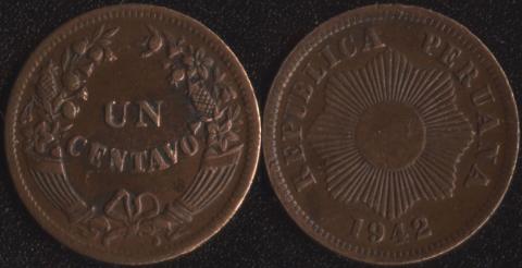 Перу 1 сентаво 1942 -1