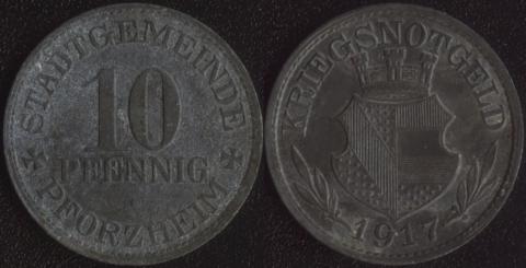 Пфорцхайм 10 пфеннигов 1917